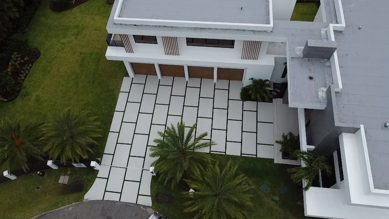 Aerial view of a concrete slab driveway and walkway, Plantation or Coral Springs, Florida