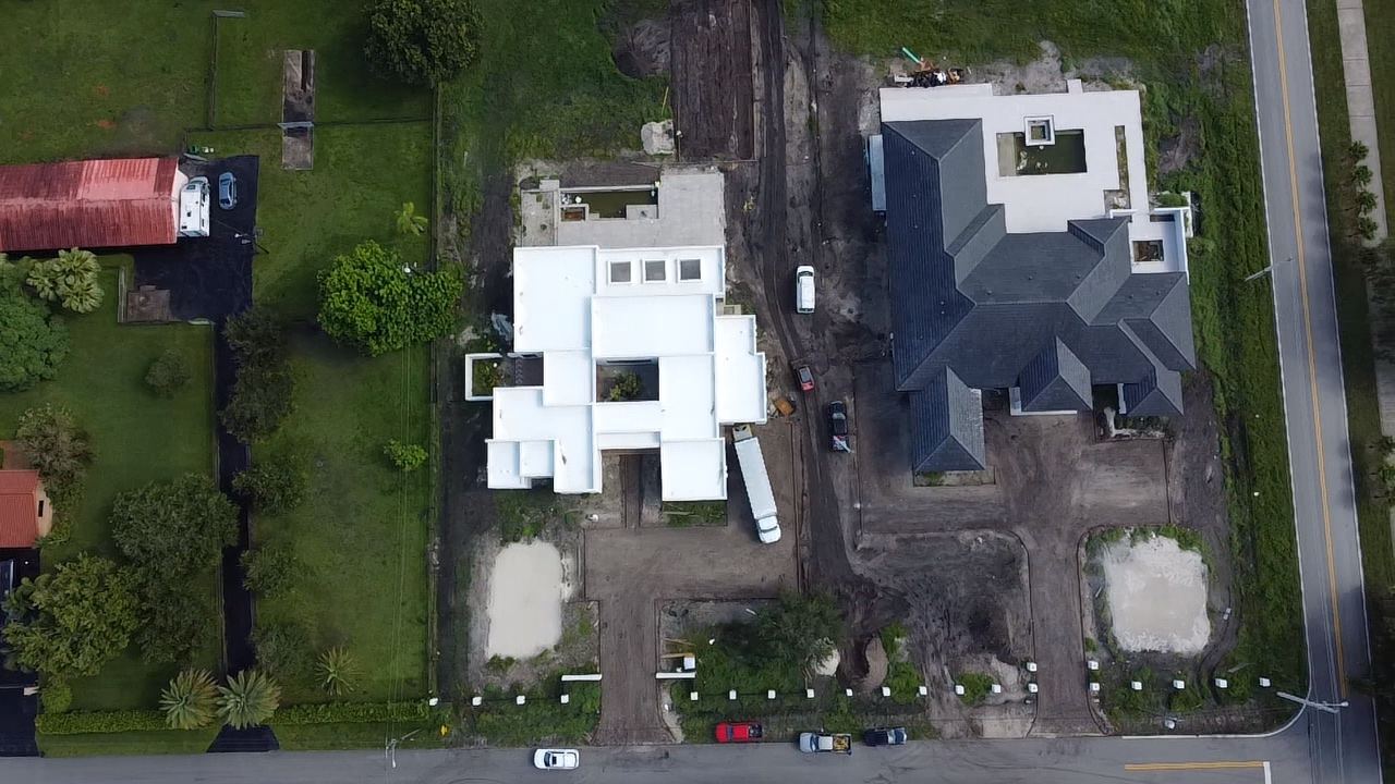 Aerial view of new home construction, Plantation or Coral Springs, Florida