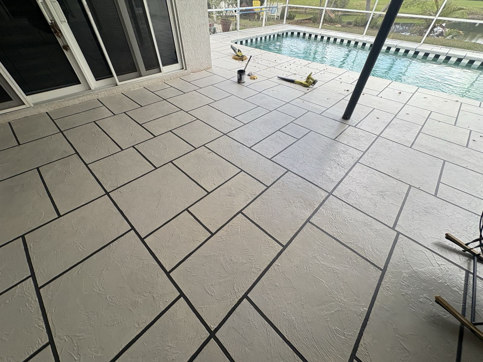 Pool deck resurfacing finish detail by Concrete Solutions Today, Broward County, FL
