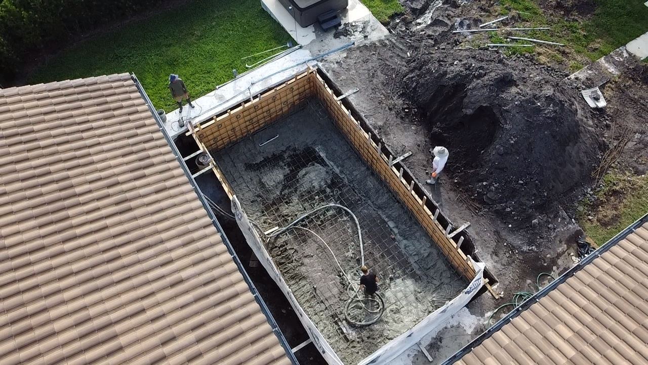 New pool under construction, Plantation or Coral Springs, Florida